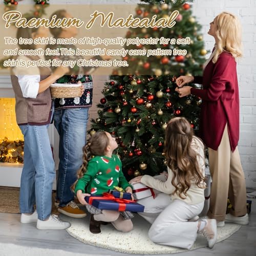 Libima Faux Fur Christmas Tree Skirt, White, 60 Inch - Image 6