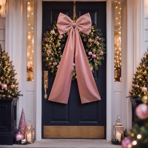 Daifunli 20 x 47 in Giant Satin Bow Christmas Tree Topper,Dusty Pink - Image 6