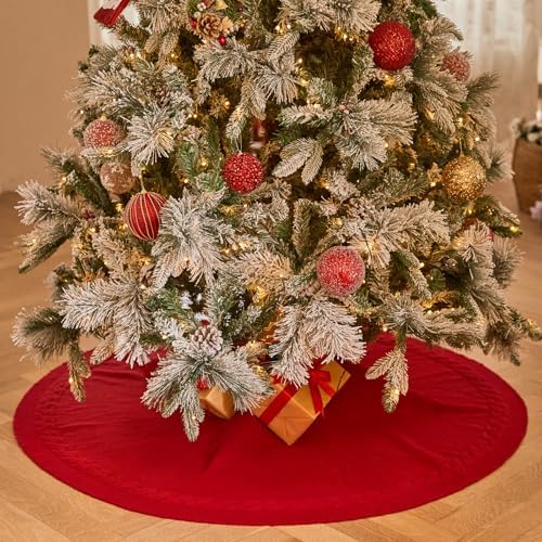 48 Inches Red Knitted Christmas Tree Skirt - Image 7