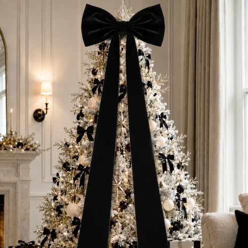 Knitgrip 2 Pack 20x71 in Christmas Large Velvet Bows, Black - Image 6