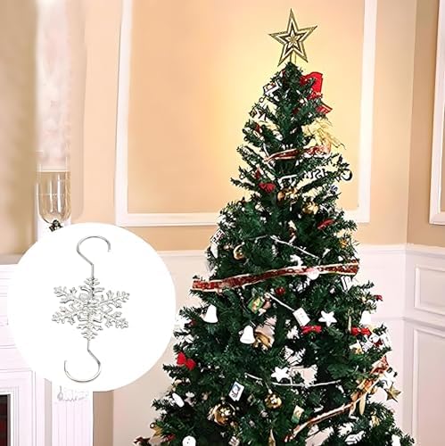 Christmas Snowflake Ornament Hooks Hanger, 20 PCS Silver Snowflake Decorations Christmas Tree Hanging Ornament Hook, Xmas Decoration Tree Wall Party Home Accessories - Image 7