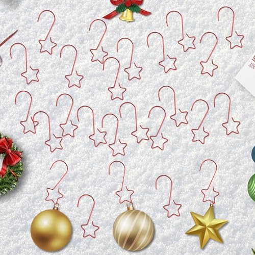 100 PCS Red Ornament Hooks(2 Inch) for Christmas Tree Home Party Decorations Metal Star Ornament Hangers Anchors Xmas Stocking Small Ornaments Ball Bulb Hangings Hooks Pins Clips Decor Indoor Outdoor - Image 7