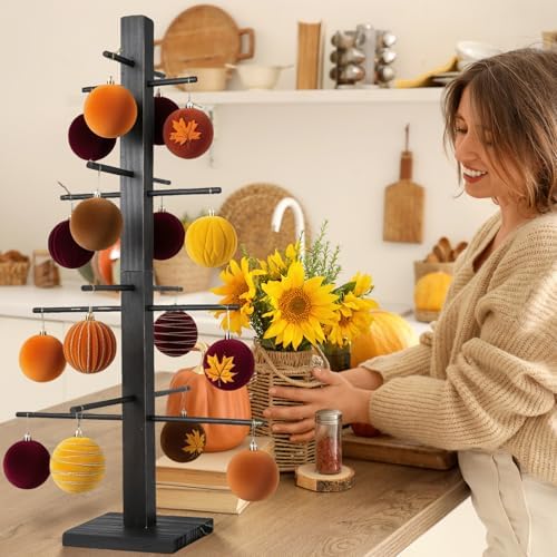 32 Inch Black Halloween Christmas Ornament Display Tree Centerpieces for Tables Ornament Tree Stand Holder Tabletop Artificial Tree for Wedding Anniversary Birthday Farmhouse Party Home Decor - Image 6