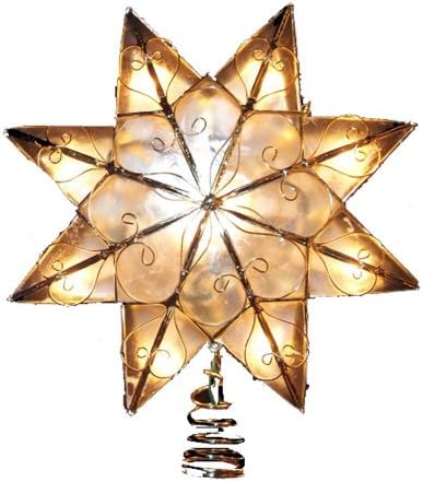 Kurt Adler Indoor 10 Light 8-Point Capiz Star Treetop with Arabesque Decoration - Image 3