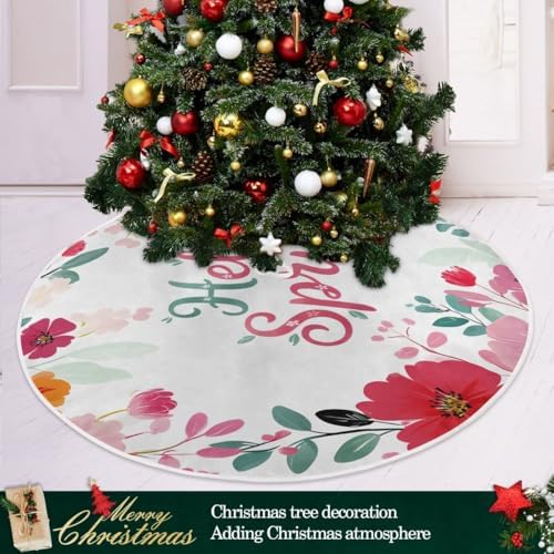 SUABO Spring Flowers 48 Inch Christmas Tree Skirt, Soft Xmas Tree Mat for Party Decoration Holiday Decor Christmas Decorations Indoor Outdoor - Image 6