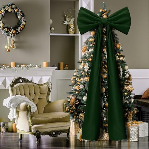 Knitgrip 1 Pack 20x71 in Christmas Large Velvet Bows, Dark Green - Image 6