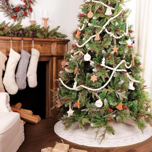 48 inch Christmas Tree Skirt: Diamond Edge Knit Tree Skirt for 7.5ft Tree, Cream White Tree Skirt, Vintage Tree Skirts, Rustic Farmhouse Christmas Decorations - Image 7
