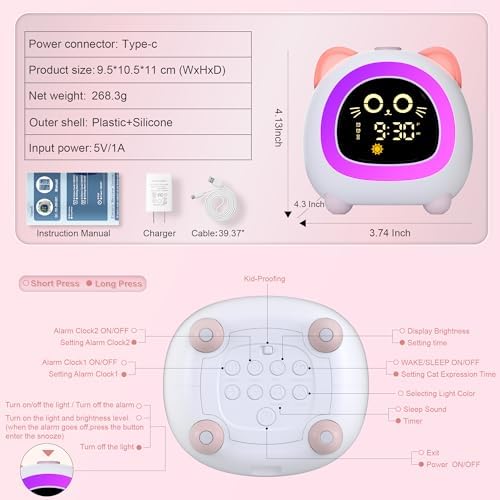ANALOI Alarm Clock for Kids, Ok to Wake Clock for Girls, Sleep Training - Image 6