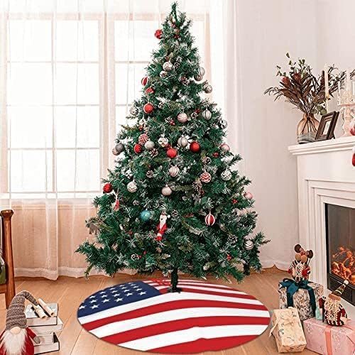 American Flag Christmas Tree Skirt Xmas Tree Mat Holiday Party Home Decor 48 inch - Image 6