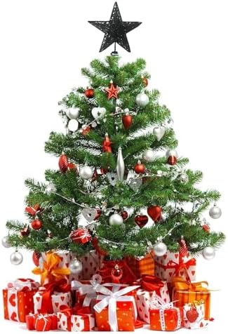 Christmas Tree Star Topper, Xmas Tree Topper Glittered 5 Point Star Treetop for Christmas Tree Ornament (Black) - Image 3