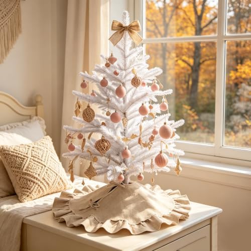 yuboo 24 Inch Burlap Tree Skirt for 2-3 Ft Tabletop Trees - Image 7