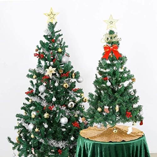 Gold Christmas Tree Skirt 24 Round Mini Tree Skirt Sequin Glitter Xmas Mats - Image 6