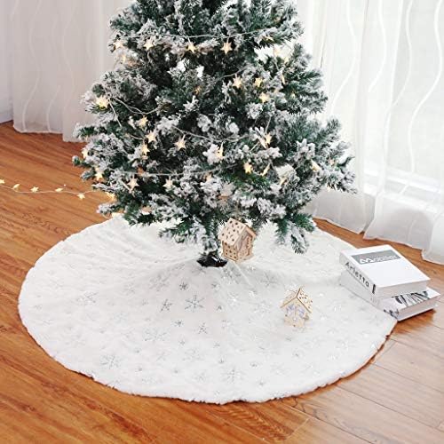 Christmas Tree Skirt 30/36/49 inches Xmas White Tree Skirts Snowflake Embroidery for Christmas Decorations Holiday Party 198 Silver 78 - Image 7