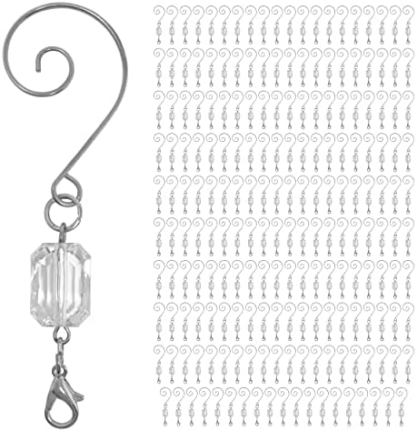 Clear Acrylic Silver Ornament Hooks for Christmas Tree Decorations, 200 Pack, 3 Inch Wire Christmas Ornament Hangers, Durable Decorative Hooks for Glass Ball Ornaments, Holiday Décor & DIY Crafts - Image 6