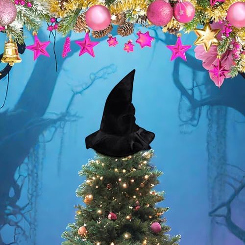Gejoy Halloween Witch Hat Tree Topper Black Magical Wizard Hat Decor for Halloween Christmas Tree Cosplay Party Supplies for Xmas Ornaments Costume Accessory - Image 6