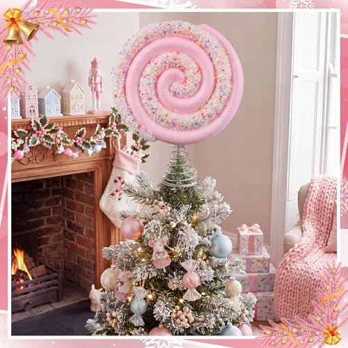 Gejoy Candy Tree Topper Pink Pastel Lollipop Tree Topper Candy Cane Treetop Decoration for Halloween Christmas Xmas New Year Birthday Party - Image 6
