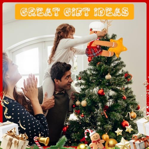 Gingerbread Christmas Tree Topper with Built-in LED Star Lights Xmas Decorations Funny Treetop Hugger Home D??cor - Image 7