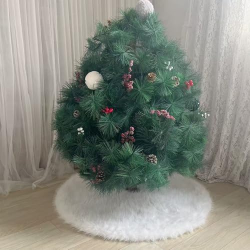 60 Inch Plush Christmas Tree Skirt White, Fluffy Faux Fur Tree Skirt for Christmas Holiday Party Decorations - Image 6