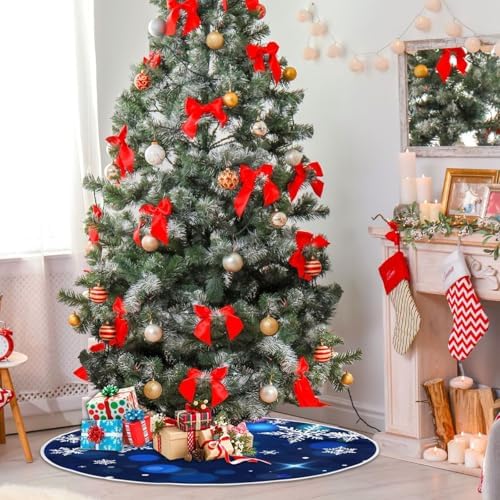 Beautiful Snowflakes Blue Christmas Tree Skirt Small Xmas Tree Skirts Decorations 36 in Burlap Tree Mat Cover for 4 ft Trees Holiday Party - Image 6