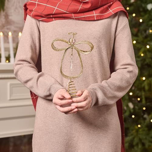 Valery Madelyn Lighted Christmas Tree Topper Angel with Timer, 12 Inch Pre-Lit Gold Metal Small Angel Tree Topper with Lights for Christmas Tree Decoration Indoor, Battery Operated, Valentines Gift - Image 6