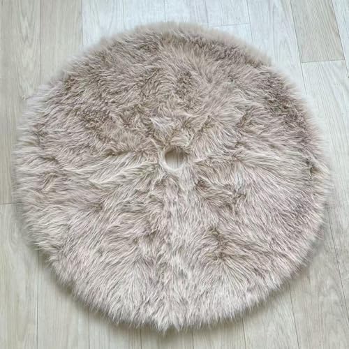 60 Inch Plush Christmas Tree Skirt Brown, Fluffy Faux Fur Tree Skirt for Christmas Holiday Party Decorations - Image 5