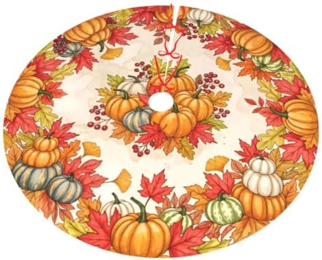 Fall Pumpkin Maple Leaf Christmas Tree Skirt, 48 inch (Color 1, 48") - Image 7