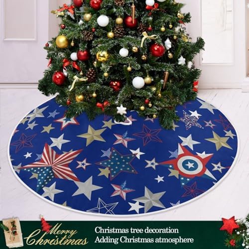 American Stars USA Flag 48 Inch Christmas Tree Skirt, Soft Xmas Tree Mat for Party Decoration Holiday Decor Christmas Decorations Indoor Outdoor - Image 6