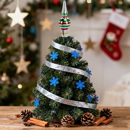 4 Pcs Christmas Vintage Glass Tree Topper, 3'' Blown Glass Xmas Treetop - Image 7