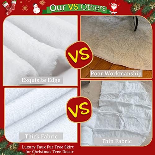 Christmas Tree Skirt White 36 inch Small Tree Skirt Faux Fur Skirt Tree - Image 6