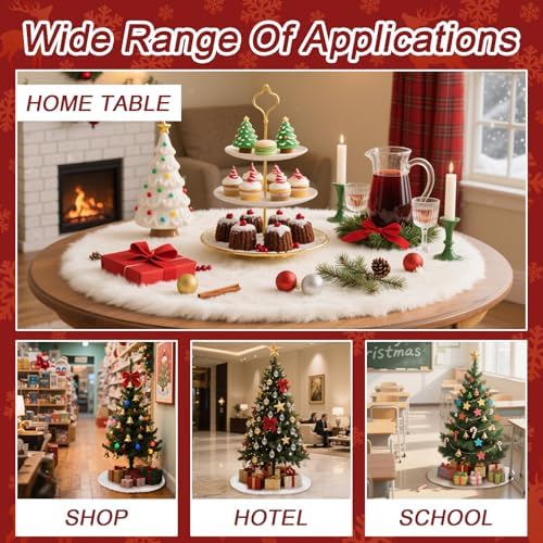RAINFLOW 36" White Christmas Tree Skirt - Faux Fur Holiday Decor - Image 6