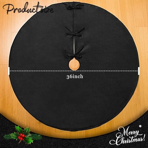 Black Christmas Tree Skirt 36 inches Small Tree Skirt for Christmas Decor - Image 7