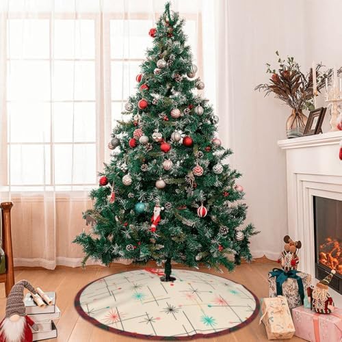 Retro Starburst Mid Century Christmas Tree Skirt Xmas Tree Mat Holiday Party Home Ornaments Decorations 48 inch - Image 6
