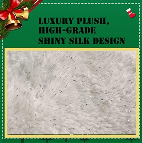 AOGU 48 Inch Faux Fur Christmas Tree Skirt White Shiny Plush Skirt for Merry Christmas Party Christmas Tree Decoration - Image 3