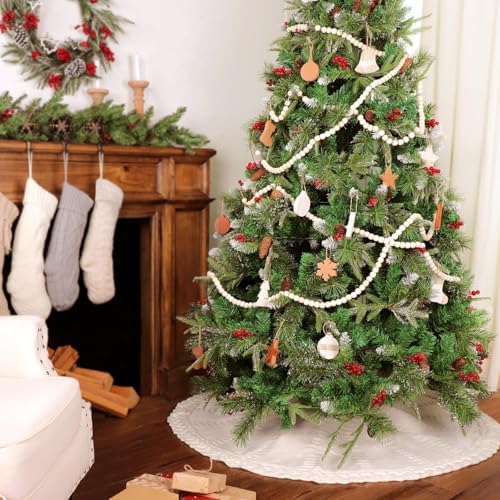 48 Inch Christmas Tree Skirt: Braided Cable Knit Tree Skirt for 7.5FT Tree, Cream White Tree Skirt, Vintage Tree Skirts, Rustic Farmhouse Christmas Decorations - Image 5