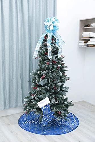 Flash World 36 Inch Large Christmas Tree Skirt Xmas Soft Cover Mat Decor Snowflake Collar Farmhouse Tree Skirt for Holiday Ornaments Party Home Indoor Decorations (Blue, 36INCH) - Image 4