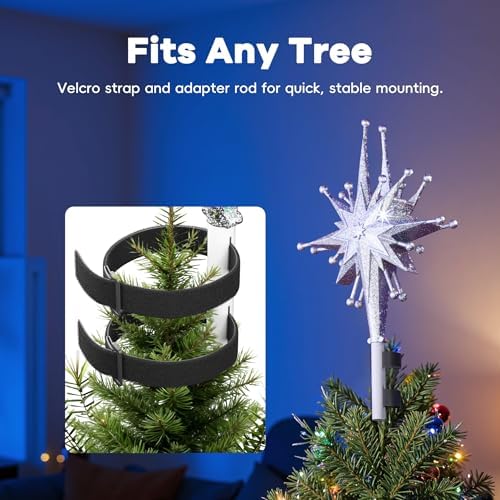 DG-Direct Christmas Tree Topper with Wide Coverage Light, Frosted Silver - Image 6