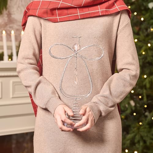 Valery Madelyn Lighted Christmas Tree Topper Angel with Timer, 12 Inch Pre-Lit Silver Metal Small Angel Tree Topper with Lights for Christmas Tree Decor Indoor, Battery Operated, Valentines Gift - Image 6