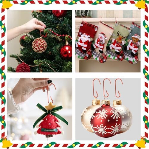 Christmas Ornament Metal Hooks Hangers, 200PCS Red Bendable Metal Wire Hanging Hook for Christmas Tree Decoration Easter Egg Hangers Halloween Party Decoration - Image 7