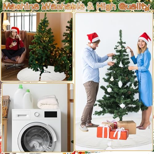 72 Inch Christmas Knitted Tree Skirt Giant White Chunky Xmas Tree Skirt Extra Large Braided Cable Knit Rustic Farmhouse Xmas Ornaments for Home Merry Christmas Holiday Winter Party Decoration - Image 6