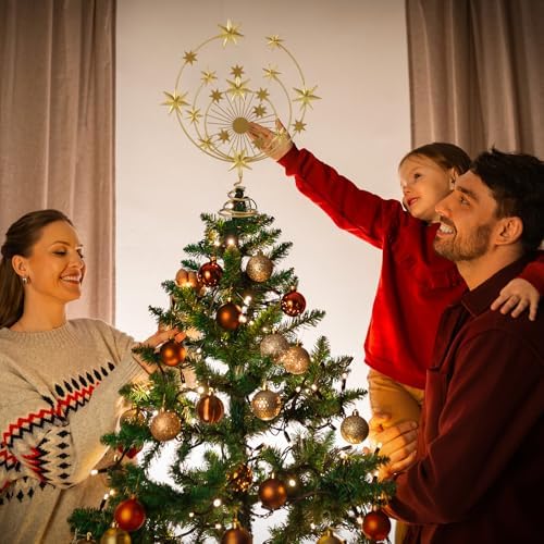 Gejoy Celestial Gold Metal Tree Topper, 10 Inch Christmas Holiday Decor - Image 6