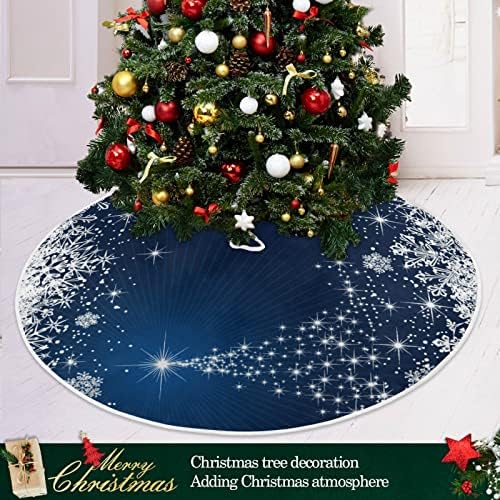 ATTX Winter Blue Snowflakes Tree Skirt Home Decoration Large Round Tree Skirt 47.2 Inches - Image 6