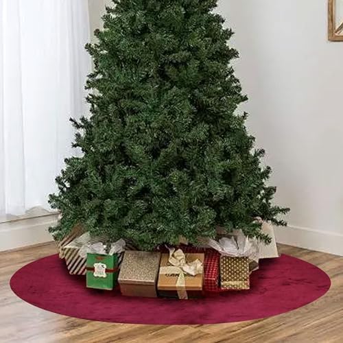 Christmas Tree Skirt 56 inch, Wine Red Plush Christmas Tree Skirt, for Family Christmas Decoration, Christmas Party Decoration(Wine Red???Large) - Image 7