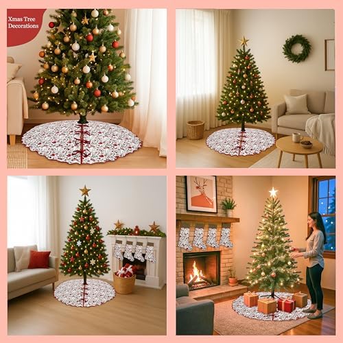 Ridhi Prune Red Hand Block Print Cotton Christmas Tree Skirt 40 Inch - Image 6