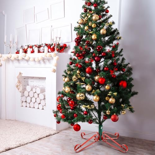 Foilswirl Christmas Tree Stand for Artificial Fake Tree Holder 4 to 8 FT Iron Metal Adjuatable Xmas Tree Base with Thumb Screw Indoor Outdoor Holiday Party Decor Fits Up to 1.4" Tree Trunk(Mix) - Image 6