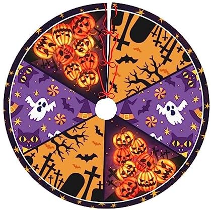 Halloween Tree Skirt Christmas Tree Ornaments Tree Skirt for Christmas Decoration 48" - Image 5