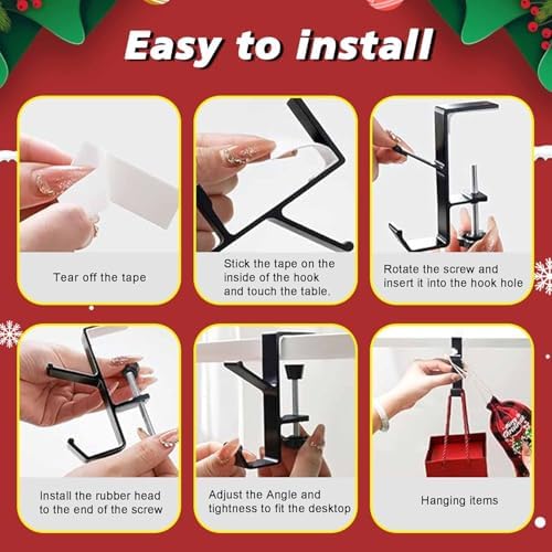 Garland and Stocking Mantel Holders with 2 Hooks, Mantel Hanger for Garland, 2 in 1 Mantel Garland and Stocking Hangers Heavy Duty, Fireplace Garland Hanger for Xmas Decoration (4Black) - Image 7