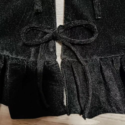 36 Inch Large Christmas Tree Skirt, Black Velvet with Ruffled Edge for Big Trees Decorations for Home Party Festival - Image 5