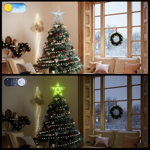Christmas Star Tree Topper 9.5inch 17 Colors 8 Dynamic Modes with Versatile Remote Controller 3AA Battery Powered for Christmas Tree D??cor - Image 6