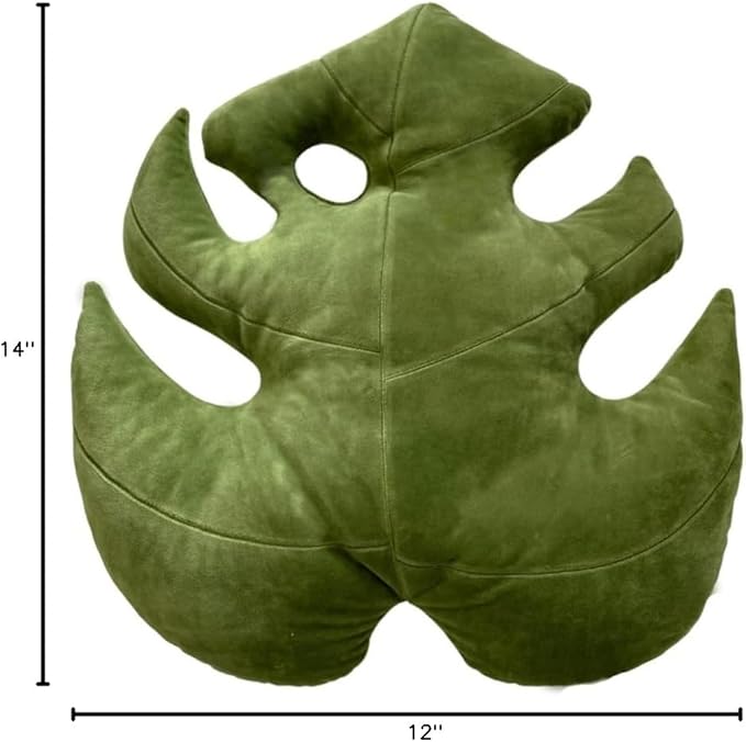 Green Philosophy Co. Monstera Leaf™ Pillow - Mossy Earth - Large Soft Plant-Shaped Plush Cushion for Couch, Bed, or Reading Nook - Cute & Unique Nature-Inspired Decor Throw Pillow
