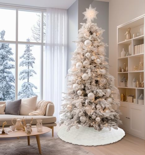 AOGU 36 Inch Christmas Tree Skirt Faux Fur with Cable Knit Knitted Thick Decoration for Merry Christmas Decorations - Image 6